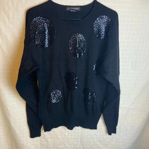 Counterparts Vintage Women's Black Wool Blend Sequined Sweater Size L
